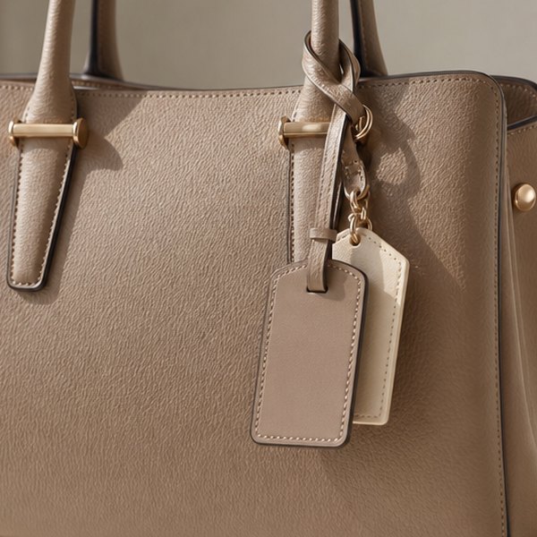New designer handbag with attached tags — detail