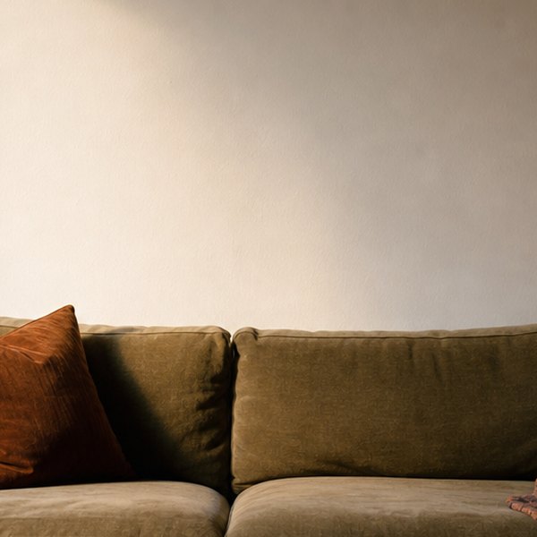 Dusty picture frame above sofa — detail
