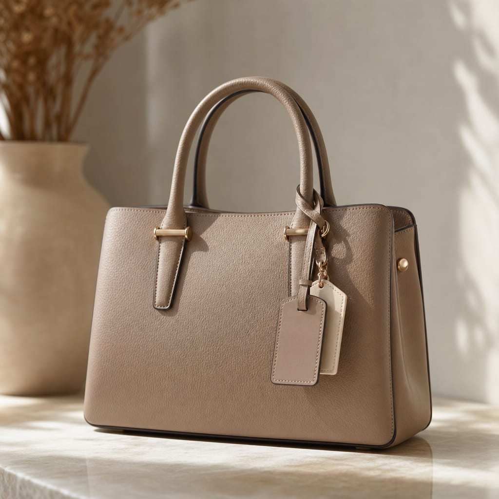New designer handbag with attached tags