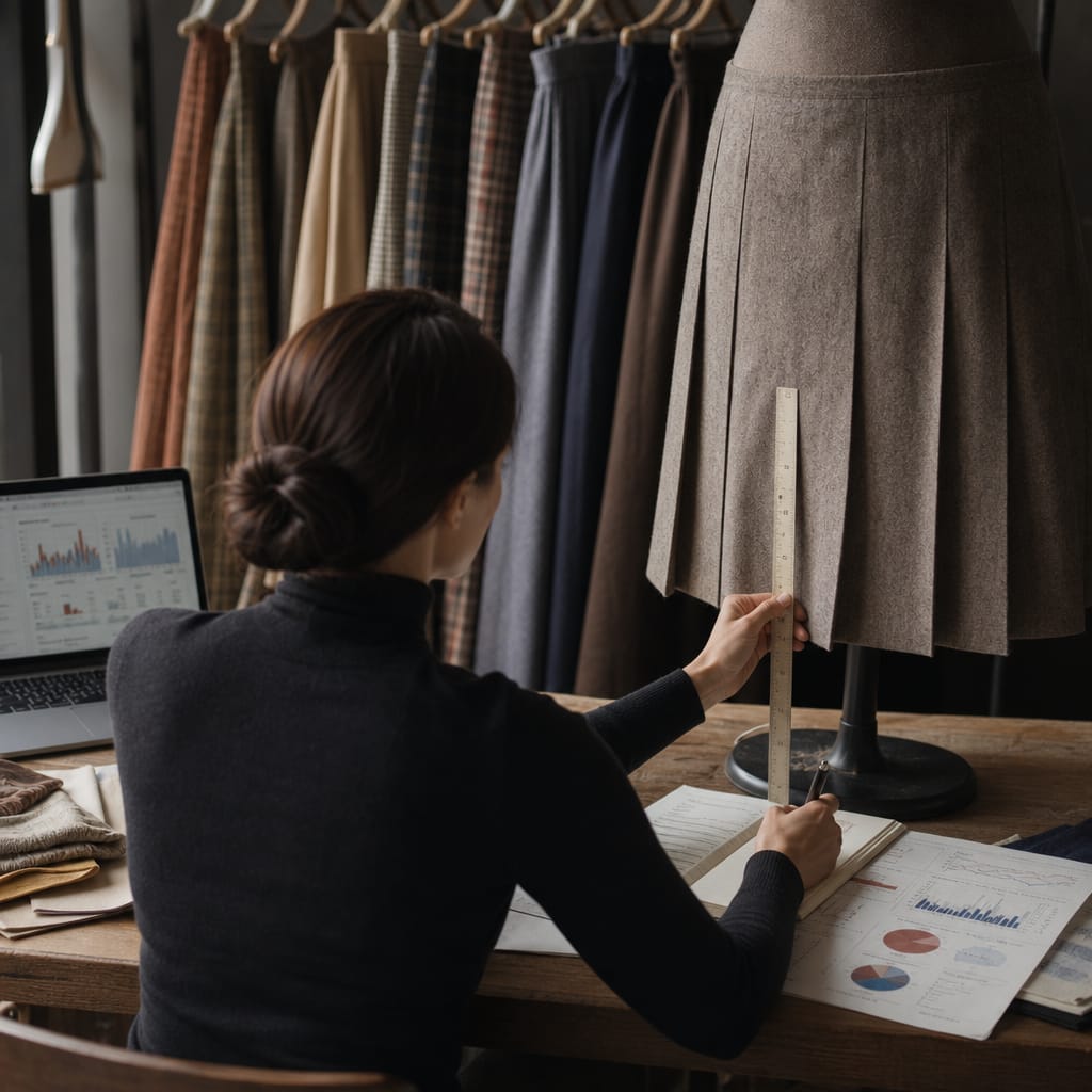 Economist analyzing vintage skirt hemlines