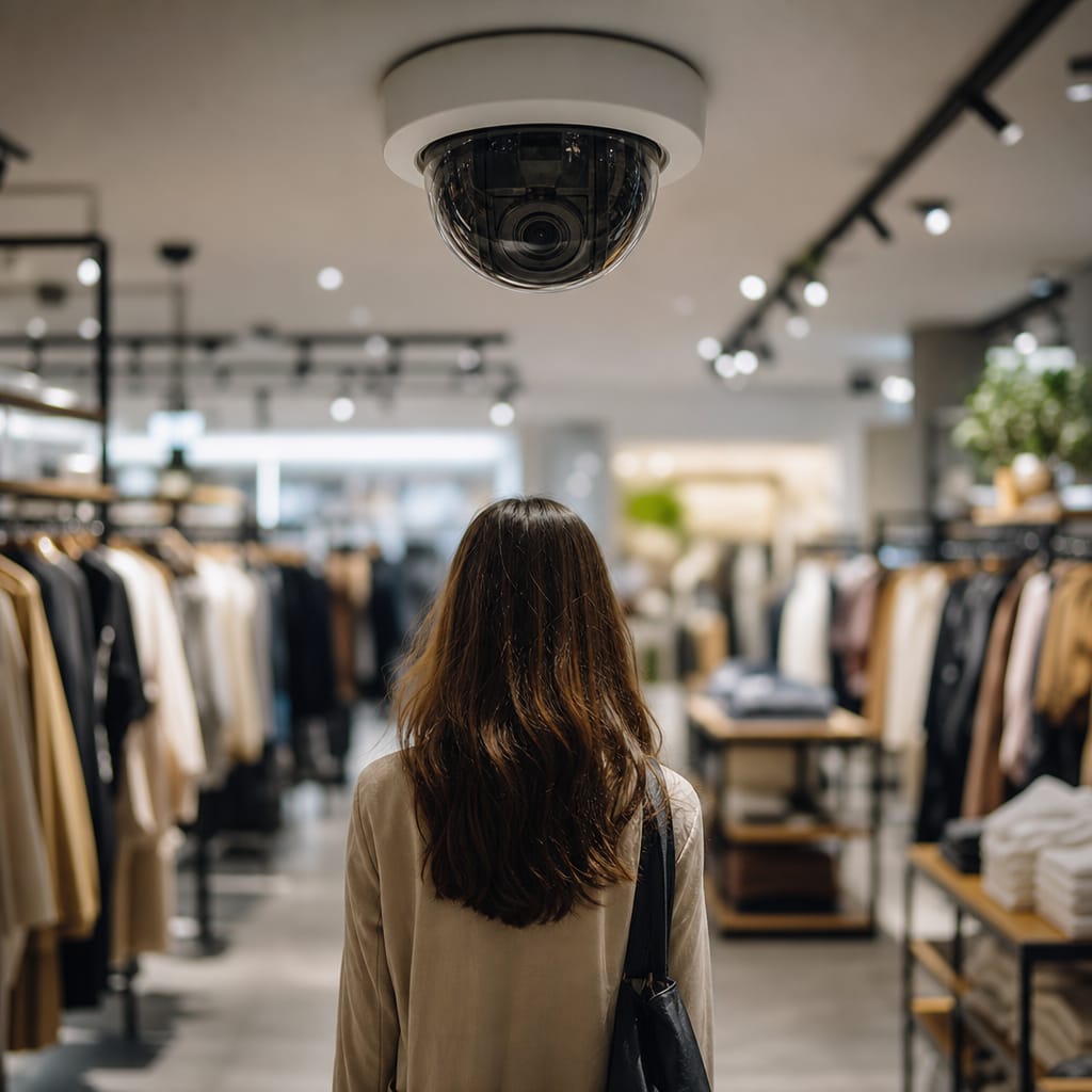 Surveillance camera monitoring shopping behavior