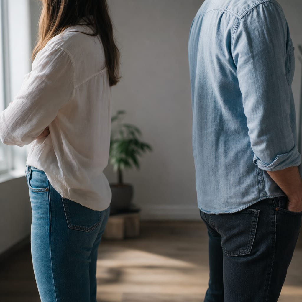 Two people with hands not touching