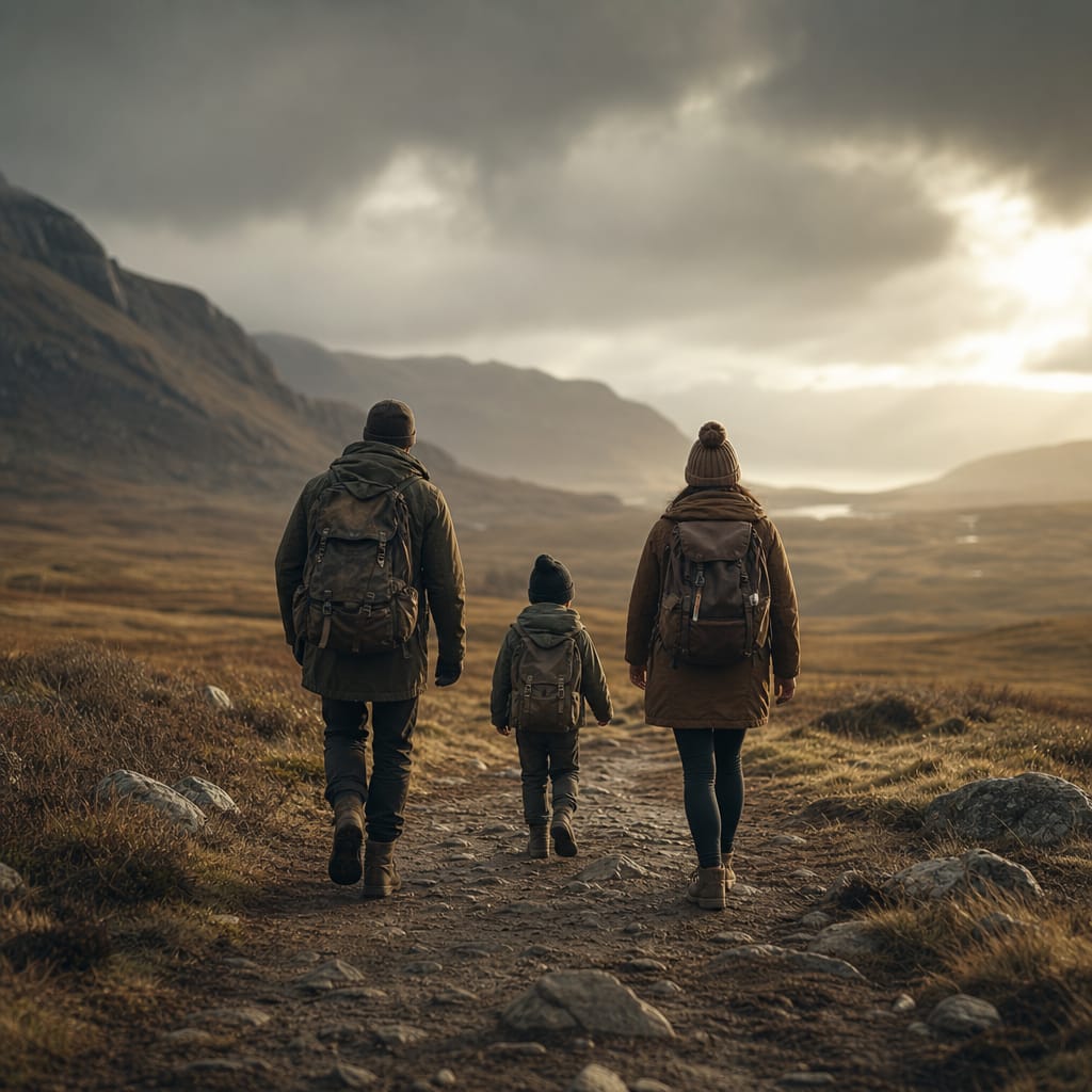 Family following ancestral path toward unknown destination