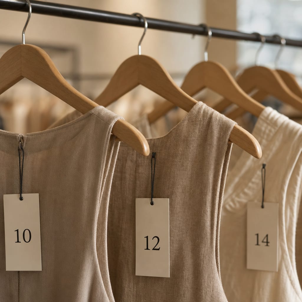 Clothing label with arbitrary size number