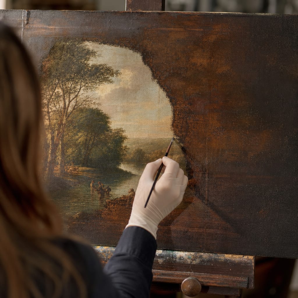 Restored painting reveals hidden original artwork