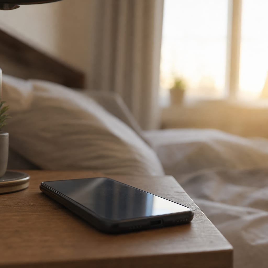 Person imagining morning routine in thought bubble